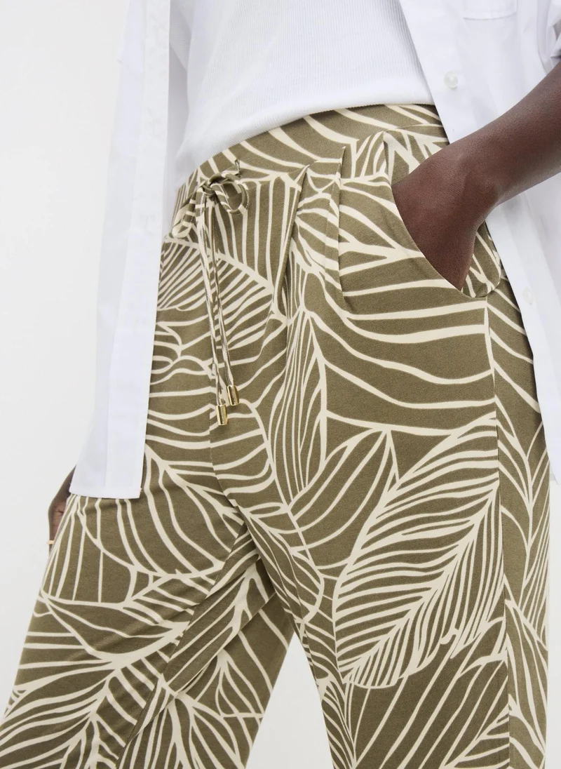 Matalan Khaki Khaki Leaf Print Harem Trousers for Women | Best Price UAE